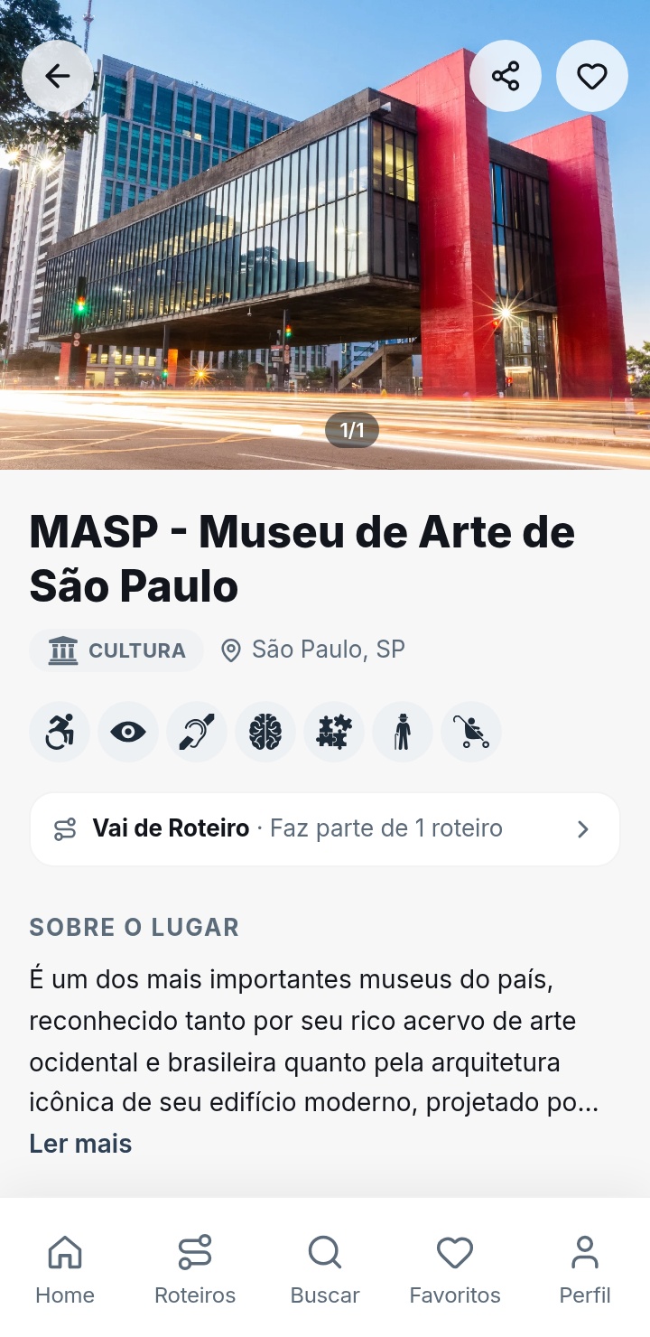 Detalhes do MASP com foto, localização, públicos indicados e descrição do lugar